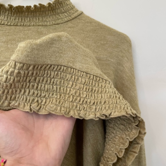 RUCHED GREEN/YELLOW LONG SLEEVE SHIRT - Picture 4 of 7